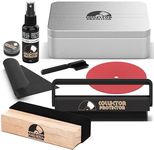 Collector Protector Vinyl Record Cleaning Kit - Record Cleaner includes Soft Velvet & Carbon Fiber Brushes, LP Cleaner Solution, Turntable Stylus Gel, Microfiber Cloth, Label Protector & Storage Case