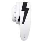 Perri’s Leathers Ltd. - Guitar Strap - Leather - The Famous Collection - Lightning Bolt - White/Black - Adjustable - For Acoustic/Bass/Electric Guitars - Made in Canada (BLB-1252)