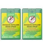 THEYE Mini Portable Mosquito Repellent Spray x 2 for Body (Double Pack) - 100% Natural Insect Repellent Spray with Zero Deet, Preservatives or Other Harmful Chemicals - Pump Spray, 2 x 18ml