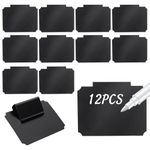 Basket Label Clip On 12 PCS Chalkboard Labels Holder for Storage Boxes Removable Black Pantry Baskets Marker Clips On Tags for Bins Organization
