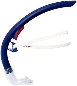 FINIS Stability Swimmer's Snorkel - Center-Mount Snorkel Set for Swimming Laps & Training - Snorkel Gear with Adjustable Fit, Dynamic Shape, and Silicone Mouthpiece - Navy