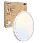 Libtit 7 Inch Led Ceiling Light, 15W 1500Lm Light Fixtures Ceiling,3000k/4000k/6500k Color Selectable, White Thin Flat Round Ressessed Light for Bathroom Kitchen Laundry Pantry Garage