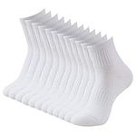 BONANGEL Men's Ankle Socks 6 Pairs White Socks Trainer Cushion Socks, Low Cut Cotton Exercise Athletic Tennis Hiking Jogging Golf Socks for Sports Business School Men Women