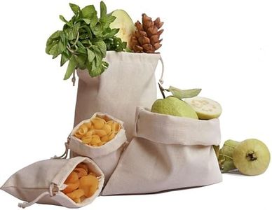 BigLotBags Premium Cotton Canvas Muslin Bag. Double Drawstring. Reusable Natural Eco Friendly Muslin Storage Bags. Pack of 25 (4 x 6 Inches)