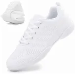 DADAWEN Girls Cheer Shoes White Cheerleading Shoes Dance Athletic Training Tennis Breathable Women Youth Lightweight Competition Cheer Sneakers White US Size 8/EU Size 40