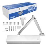 Commercial Door Closer FS-8400 Heavy Duty Adjustable Grade 1 Standard Automatic Door Closing Hinge - ADA Compliant UL & CUL UL10C Listed - Aluminium Finish - High Traffic (Silver)