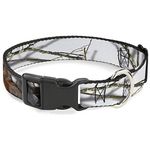 Dog Collar Plastic Clip Mossy Oak Country Roots Snowdrift Camo White 15 to 26 Inches 1.0 Inch Wide