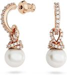 Swarovski Originally Pearl Drop Earrings, Clear Stones in a Rose Gold-Tone Finished Setting, Part of the Swarovski Originally Collection