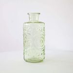 Decor Essentials Berlin Art Deco Vase Bottle Single Bud Embossed Apothecary Centrepiece Coloured Glassware (Green)