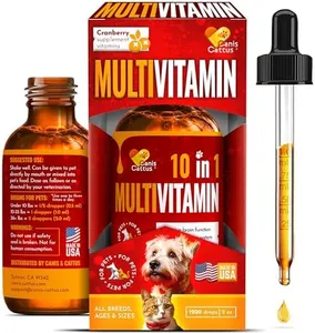 Cat Vitamins for Indoor Cats for Breathing & Digestion | Liquid Multivitamin for Dogs as Bladder Control Supplements | Dog Vitamins to Support Joints, Eyes, Skin & Coat | 2 Oz