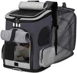 Life'bea Cat Backpack Carrier - Expandable Mesh Breathable Foldable Pet Travel Bags for Small Dogs Cats (Black)