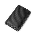 WisePoint RFID Blocking Card Holder, Leather Card Wallet Slim Card Holder Wallet for Men, Pop Up Credit Card Holder Minimalist Credit Card Wallet for Business, Working, Shopping (Black)