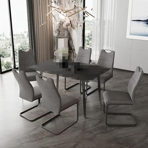 jiexi Chaise de Salle à Manger Ensemble 6 pièces Moderne avec Dossier Haut et siège en rembourré avec Pieds chromés et chaises latérales de Salon (Gris 6 Chaise)