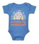 Lillypupp Unisex Our First Father's Day Together Newborn Baby Girl Dress Outfit Surprise Gift for New Daddy Dad. Fathers Day Wishes Baby Tshit Romper for Boys Girls. Blue