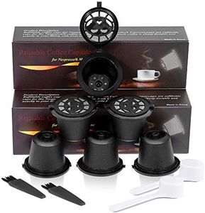 i Cafilas Reusable Coffee Capsules Refillable Pods Filter Compatible with Nespresso Coffee Makers 6pcs (Black)