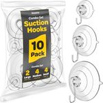 SEWANTA All-Purpose Suction Cup Hooks [10PK Combo Set] Powerful Window Suction Cups with Hooks Use to Hang On Glass, Windows, Doors, Mirrors, Tiles. Set Includes: 2 Large, 4 Medium, 4 Small