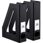 Acrimet Magazine File Holder, Durable Rack, Space-Saving Organizer (Plastic) (Black Color) (2 pack)