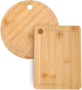 Donxote Small Cutting Board Set of 2 - Butcher Block with Juice Groove for Fruits and Vegetables, Mini Bamboo Wood Chopping Board for Kitchen Gadgets