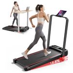 RHYTHM FUN Walking Pad Treadmill with Incline, Foldable Walking Pad with Handle Bar, Compact Walking Treadmill with Low Noise for 300 lbs Weight Capacity Home Office Use (Red)