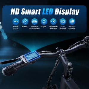 TWOFISH Electric Mountain Bike for Adults, 250W Motor, 36V 15Ah Battery, 100KM Range, 7-Speed, LED Display, Disc Brakes – Black-Red