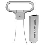 Belwares Ah So Wine Opener - Durable Stainless Steel Two-Prong Cork Puller with Sleek Case - Red & White Wine, Beer, Champagne, Wine Enthusiasts - Great Christmas Gift Idea