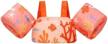 Gogokids Toddler Swimming Float Vest, Arm Bands Kids Swim Vest with Shoulder Harness Baby Floats Swimming Training Jacket for 2-6 Years Old Boys Girls Perfect for Pool, Learn to Swim and Beach