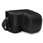 MegaGear MG1651 Ever Ready Leather Camera Case compatible with Sony Alpha A6100, A6400 (16-50mm) - Black