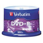 Verbatim 95037 DVD Recordable Media -DVD+R -16x -4.70 GB -50 Pack Spindle -2 Hour Maximum Recording Time