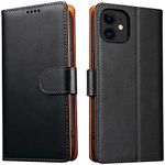 iWEOCO Compatible with iPhone 11 Case Wallet Genuine Leather Flip Anti-Theft RFID Blocking Kickstand Strong Magnetic Clasp Closure Cash Credit Card Slots Protective Wallet Case (Black)