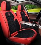 MM01 Seat Covers 5-Seater Full Set Suitable for Most Cars,Cars,SUV, Pickup Ttrucks, Airbags CompatibleCar Seat Cushion Protectors (Black-red)