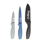 MasterChef Knife Set of 3 Kitchen Knives for Cooking (Chef, Paring & Utility), Professional Sharp Stainless Steel, Non Stick Blades & Soft Touch Handles, Easy Grip, Nordic Collection, 3 Piece