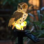 Yowin Owl Solar Garden Ornament, Owl Gift, Garden Sculptures & Statue, Waterproof Solar Animals for Outdoor Garden Yard Balcony Flowerbed Decorations - Brown