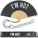 Fisura Original Hand Fan with the Message I'm Hot Modern and Funny Wooden Fan Black Fan with Fan Holder Dimensions: 42.5 x 23 cm