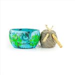 Exquisite Premium Yarn Ball Storage Bowls | Hand Painted Lovely Decor Yet Functional Yarn Dispenser (Large (7 x 4 x 7) Inches, Lemon Blue)