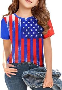CAZYCHILD Girls American Flag Patriotic Shirt Boys 4th of July Tie Dye Short Sleeves USA Clothes for Kids 5-14Y