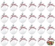 RN'D Toys Clear Fillable Ornaments - Shatterproof Transparent Plastic Craft Ornament Balls Decorations with Red and White Ribbon for DIY Christmas Ball Sphere Tree Ornament 4" Set- Pack of 24