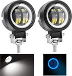 Gear Up 2 Spot Beam LED 20W Angel Eye Round Fog Light Blue DRL Driving Lamp Universal Fitting Bikes and Cars (20W, White Light with Blue DRL, 2 PCS) For RE Himalayan