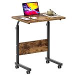 SogesGame 23.6 inches Side Table with Wheels,Snack Side Table with Castors Mobile End Table Easy to Assemble for Laptop, Retro