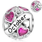 October Charms for Pandora Charm Birthstone Sterling Silver Heart Charm Birthday Gift