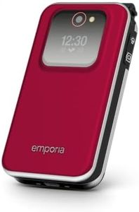 Emporia JOY Flip Mobile Phone, ideal for the elderly, large 2.8" screen, external screen for caller ID, 2MP camera, charging cradle included, unlocked. easy to use - Red