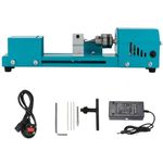 Mini Lathe Beads Polisher Machine DIY CNC Machining for Table Woodworking Wood DIY Tool Lathe Standard Set (Blue)