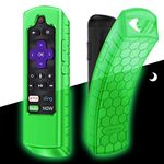 CaseBot Remote Case for Roku Voice, Roku Express HD / 4K+, Ultra LT Enhanced Voice, Express 3930, Premiere+ 3921, Streaming Stick+ Remote, Honey Comb Anti Slip Shockproof Silicone Cover, Green Glow