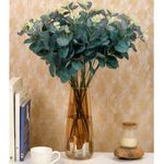 SATYAM KRAFT 3 Pieces of Artificial Eucalyptus Gingko Sticks - Home Decor Plants- Flower Decorative Leaves for Living Room, Deepwali Decoration Items (Pack of 3) (No Vase)