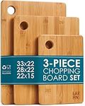 Premium Extra-Thick Wooden Chopping Boards - 3 Piece Bamboo Chopping Board Set - 33x22cm / 28x22cm / 22x15cm - Ideal for Carving Meat, Cutting Vegetables, Cheeses and Bread - by LARHN