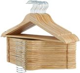 ELONG HOME Solid Wooden Hangers 30 Pack, Wood Suit Hangers with Extra Smooth Finish, Precisely Cut Notches & Chrome Swivel Hook, Wooden Clothes Hangers for Shirt Coat Jacket Dress, Natural