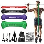Odoland Pull Up Assistance Bands, Resistance Bands with Fabric Feet Rest, Heavy-Duty Pull Up Straps with Door Anchor and Handles, for Strength Training, Home Fitness, Body Stretching