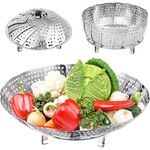 SONANI Lifestyle Big Size Stainless Steel Expandable Vegetable Steamer Basket | Collapsible Pot (6.5" TO 10.5") | Perfect for Steaming Veggies, Momos, Baby Food | Durable Punching Food Drain Bowl Basket