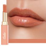 Oulac Moisturising Lipstick Nude Peach - Moisture Shine Hydrating Lipstick & Tinted Lip Balm for Dry Lips, Medium Coverage Lip Colour | Juicy Look, Glossy Finish, Vegan, Cruelty-Free, Señorita (05)