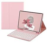 HENGHUI Keyboard Case for Fire HD 10 2023 (13th Generation, 2023 Release) 10.1" Keyboard Case Cute Round Key Color Keyboard Wireless Detachable BT Keyboard Cover,Pink