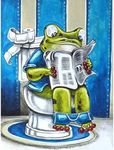 DIY 5D Diamond Painting by Numbers Kits, Frog Reading Newspaper in Toilet 30x40cm Canvas Full Drill Diamond Art Paint with Diamonds Crystal Cross Stitch (Frog)